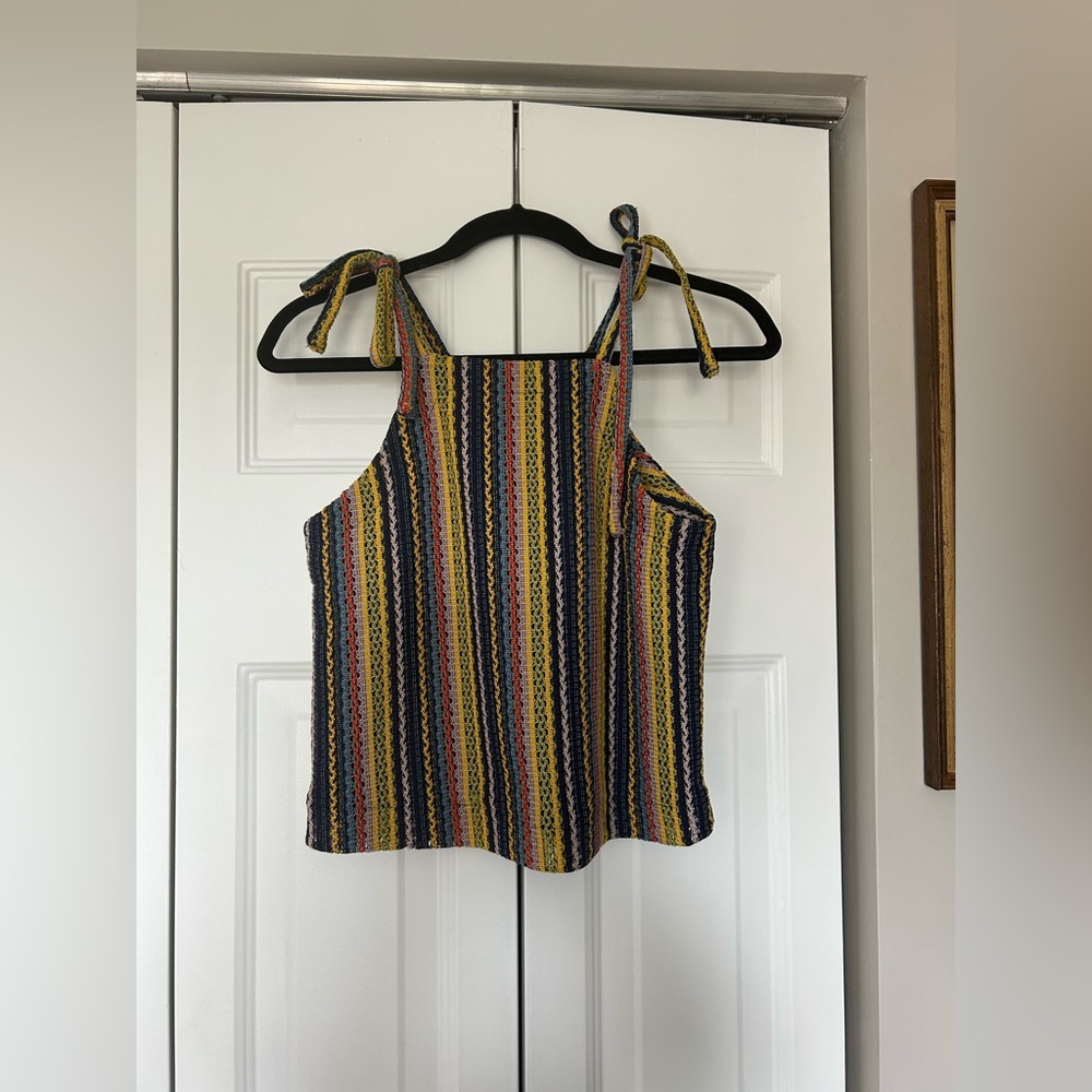 TeXTURE & THREAD Madewell XS Colorful Boho Hippie Cotton Blend Striped Top